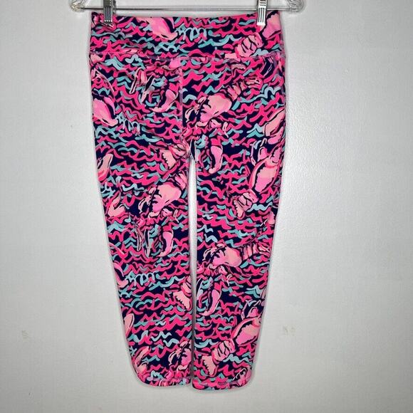 Lilly Pulitzer Bright Pink Lobstah Roll Luxletic Cropped Leggings Size S Women's - Picture 7 of 10